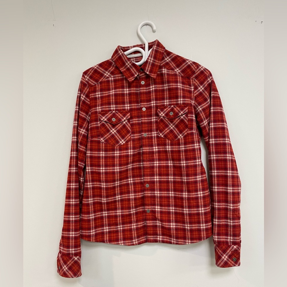 Aritzia Red Flannel Button-Up Shirt